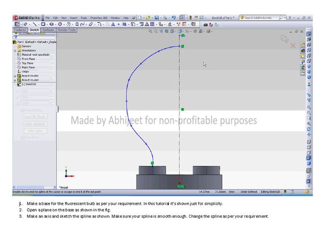 How to construct the tube of a flourescent bulb in Solidworks 2011?