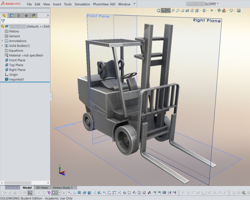 Forklift Single Solid + Additional Low Poly
