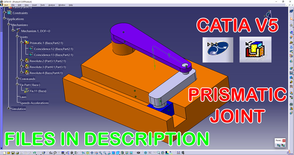 Catia V5 - DMU - Kinematics - Revolute Prismatic Joint