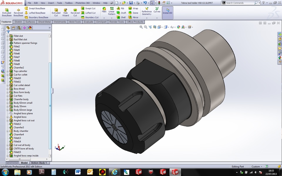 Tekna tool holder HSK 63 3D CAD Model Library GrabCAD